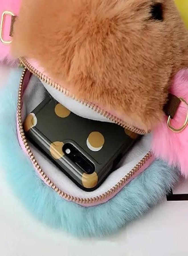 BLISSBORN Soft Cute Bunny Sling Bag With Chain And Smooth Zipper For Girls//Fluffy Rabbit Cross body& Hand Bag//Plush Bunny Shoulder Bag (Multicolor) - Image 5